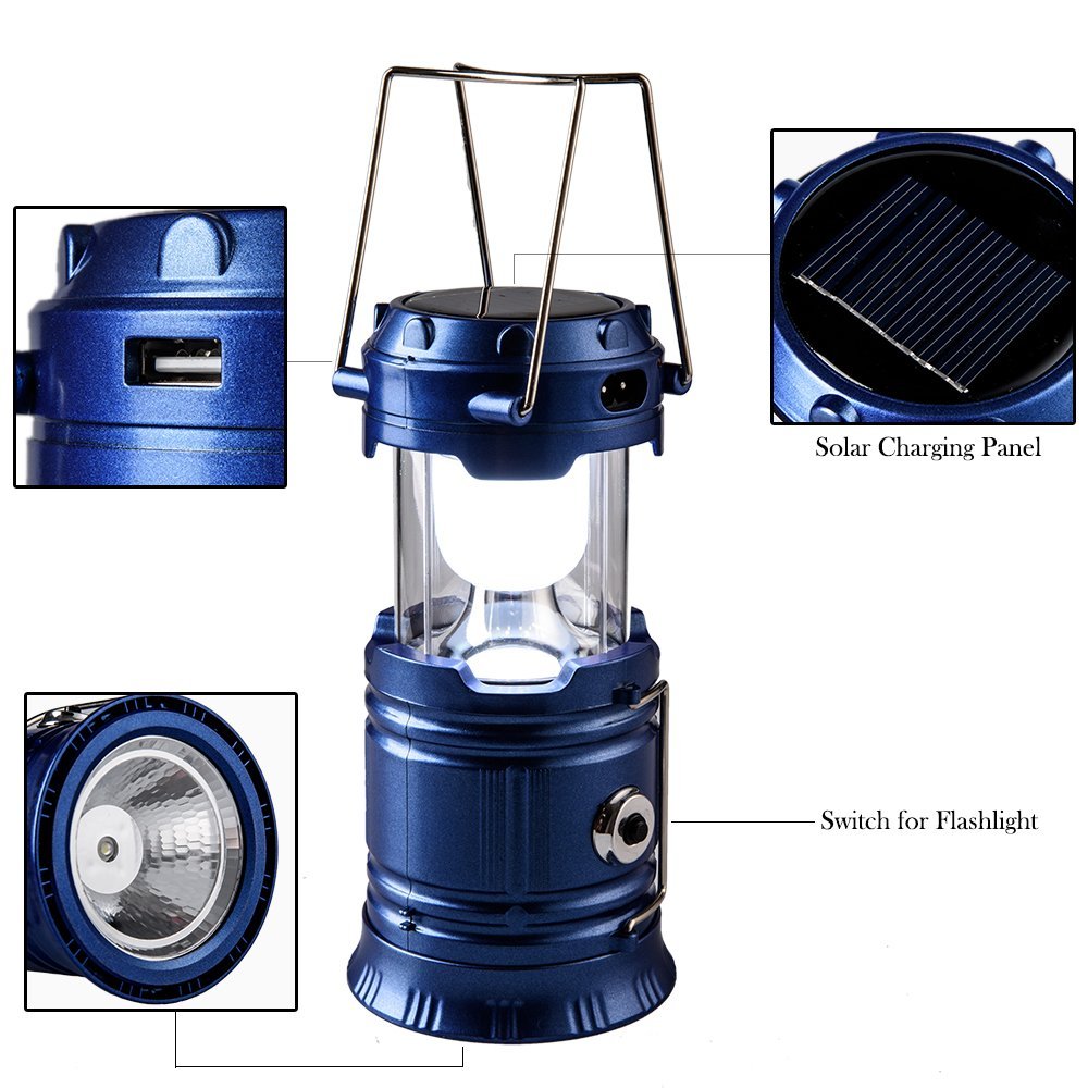 Camping LED Solar Lantern Flash Light & Rechargeable Battery Power Bank  Outdoor