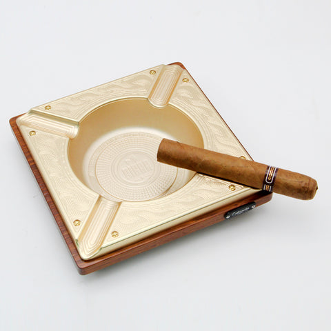 LUBINSKI Luxury Red Wood Cigar Ashtray 4 Rests