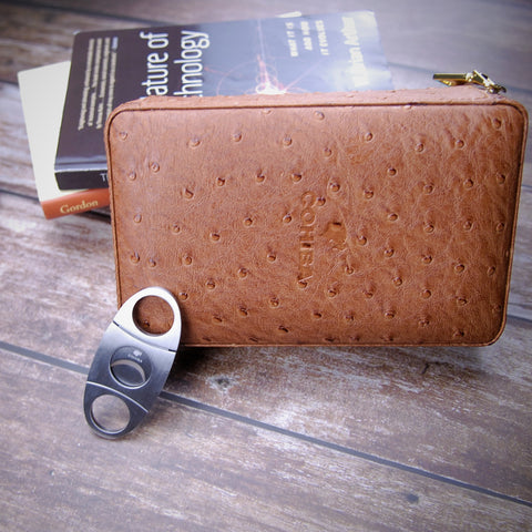 Avo 2 Cigar Ostrich Leather Case