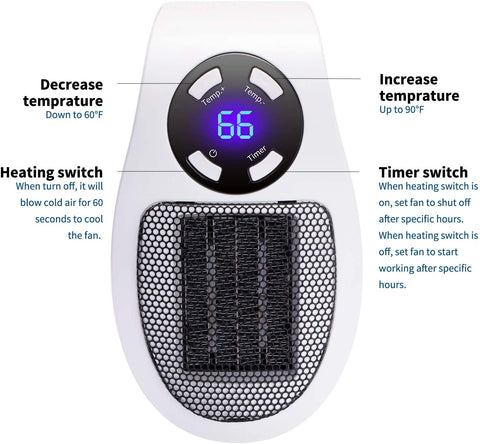 Wilson™ Portable Wall Outlet Space Heater