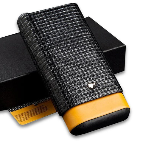 Cohiba Black Leather Cedar Lined 3 Tube Cigar Case