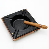 LUBINSKI Luxury Red Wood Cigar Ashtray 4 Rests
