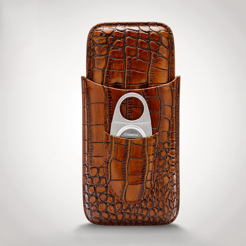COHIBA Crocodile Pattern Leather Cigar Case
